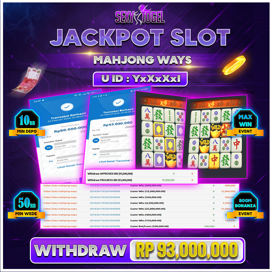 SEXYTOGEL JACKPOT SLOT MAHJONG WAYS Rp.93.000.000.,-LUNAS